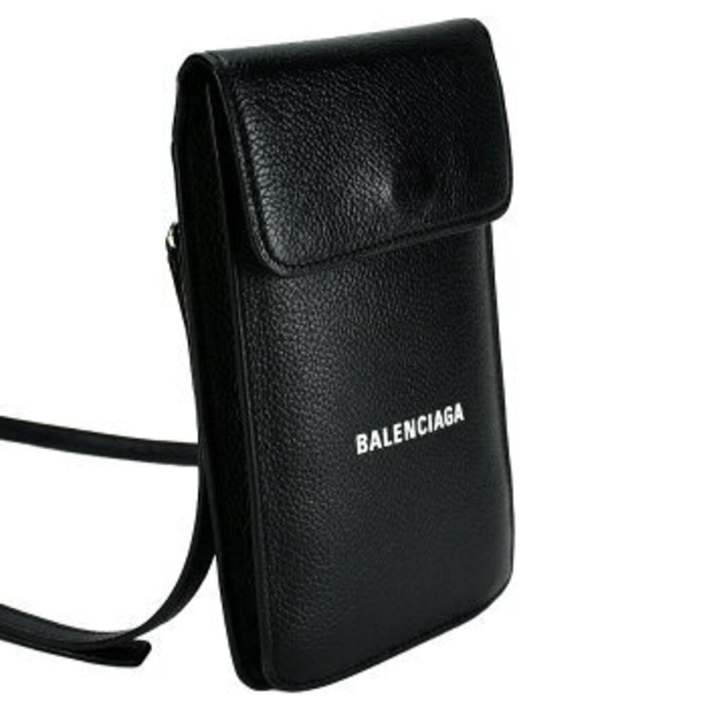 Balenciaga Logo CASH Shoulder Black Smartphone Case Phone Holder Leather - Picture 4 of 6